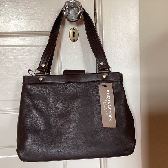 NWT Jones of New York  Dark Brown soft leather handbag - Picture 1 of 14
